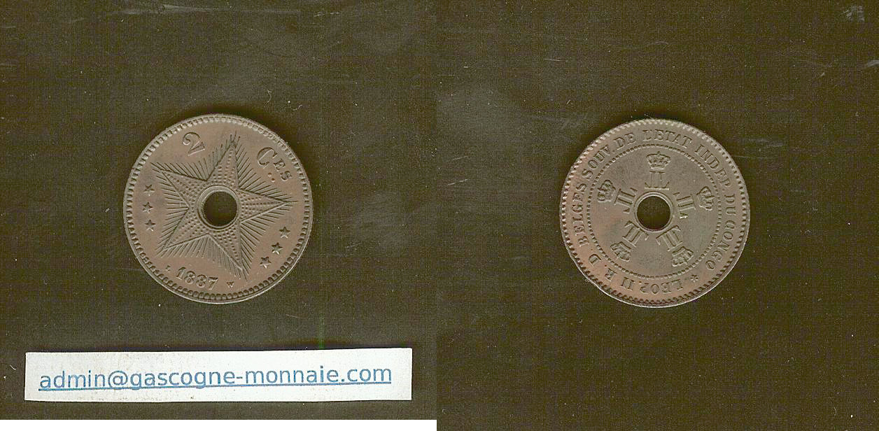 Belgium Congo 2 centimes 1887 EF+